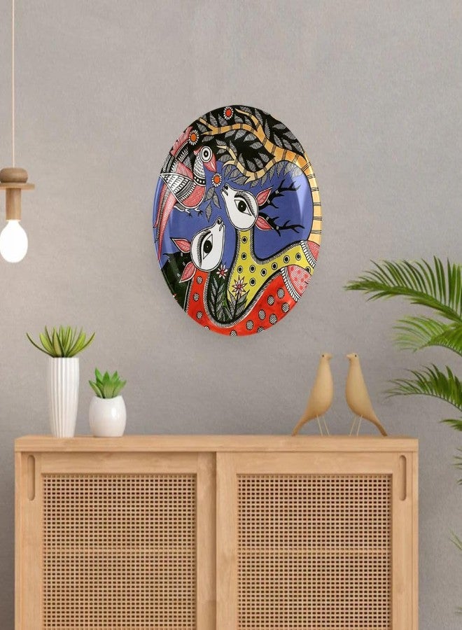 WOODHANG Gond Tribal Art Ceramic Wall Plate For Home Decoration|Deer, Bird, and Tree of Life Decorative Indian Folk Art| Wall Arts For Living Room, Bedroom and Office Décor|Home Decor Gift Items - Image 4